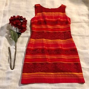 John Roberts Striped Red Shift Dress